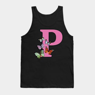 Letter pink P with colorful butterflies Tank Top